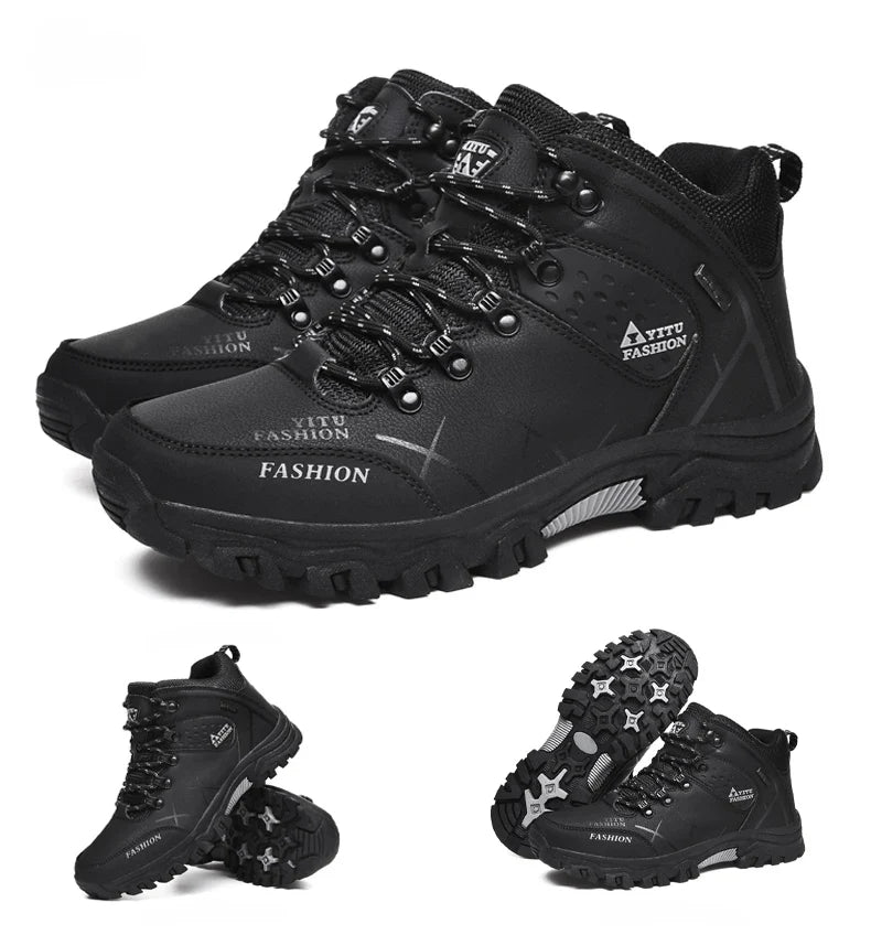 Men Winter Snow Boots Waterproof Leather Sneakers Super  Warm Men's Boots Outdoor Male Hiking Boots Work Shoes Size 39-47