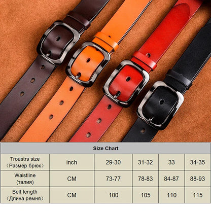 3.2cm Genuine Leather Belt for Women Natural Cowhide Metal Buckle Casual Jeans Trousers Belt Female Waistband Gifts