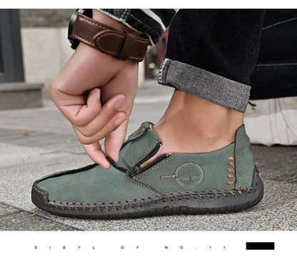 Handmade Leather Men Shoes Casual Slip On Loafers Breathable Leather Shoes Men FlatsTooling Shoes Plus Size