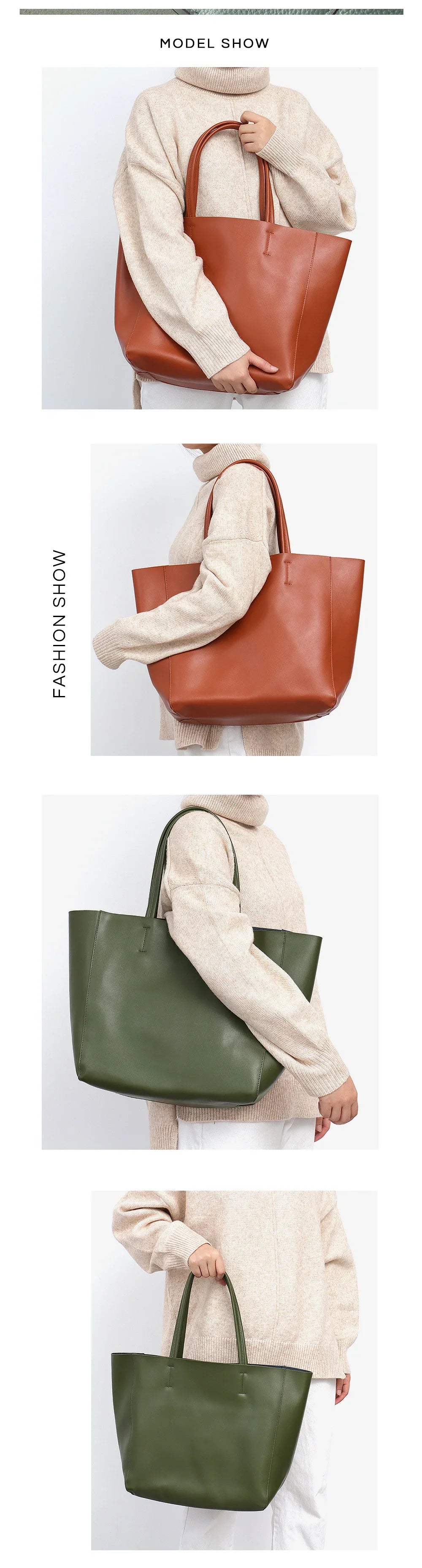 Classic Real Leather Women Tote Large Capacity with Zip Liner Purse Daily Big Shoulder Handbags A4 Laptop Shopping Commute Bags