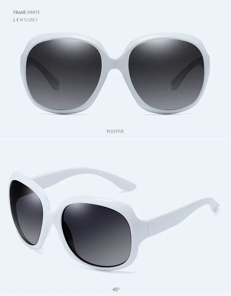 Design Elegant Polarized Oversized Round Sunglasses Women Simple Fashion Big Plastic Ladies Sun Glasses UV400