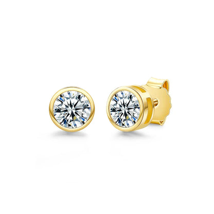 1ct 2ct Total D Color Round Moissanite 18K Gold Plated Stud Earrings Stud Earrings  For Woman