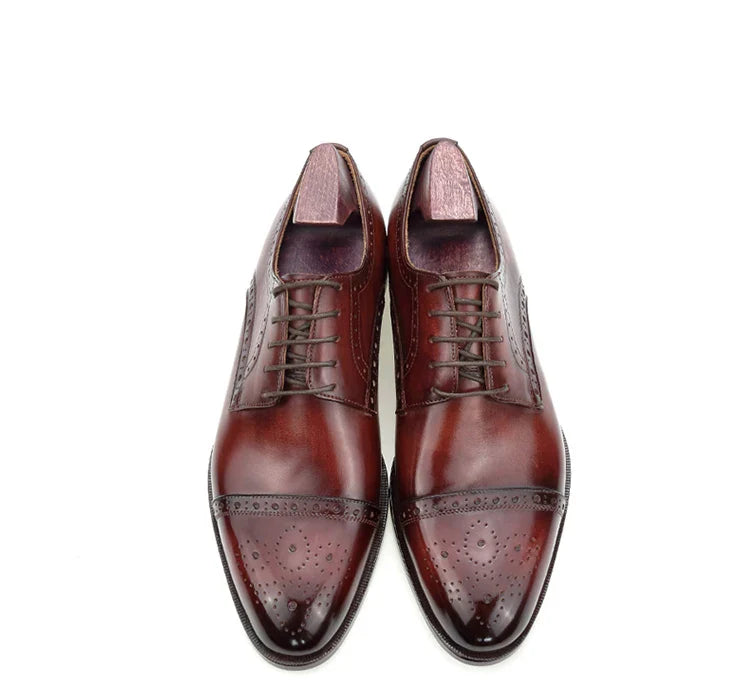 Men's Leather Brogues Dress Classic Office Formal Shoes Business Social Male Leather Wedding Shoes For Men Elegant DE03