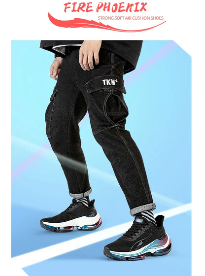 Tênis de Corrida Masculino ONEMIX com Amortecimento de Ar, Tênis Esportivo Respirável de Malha para Uso Externo, Aumento de Altura, Calçado de Caminhada, Tamanhos EU 35-47