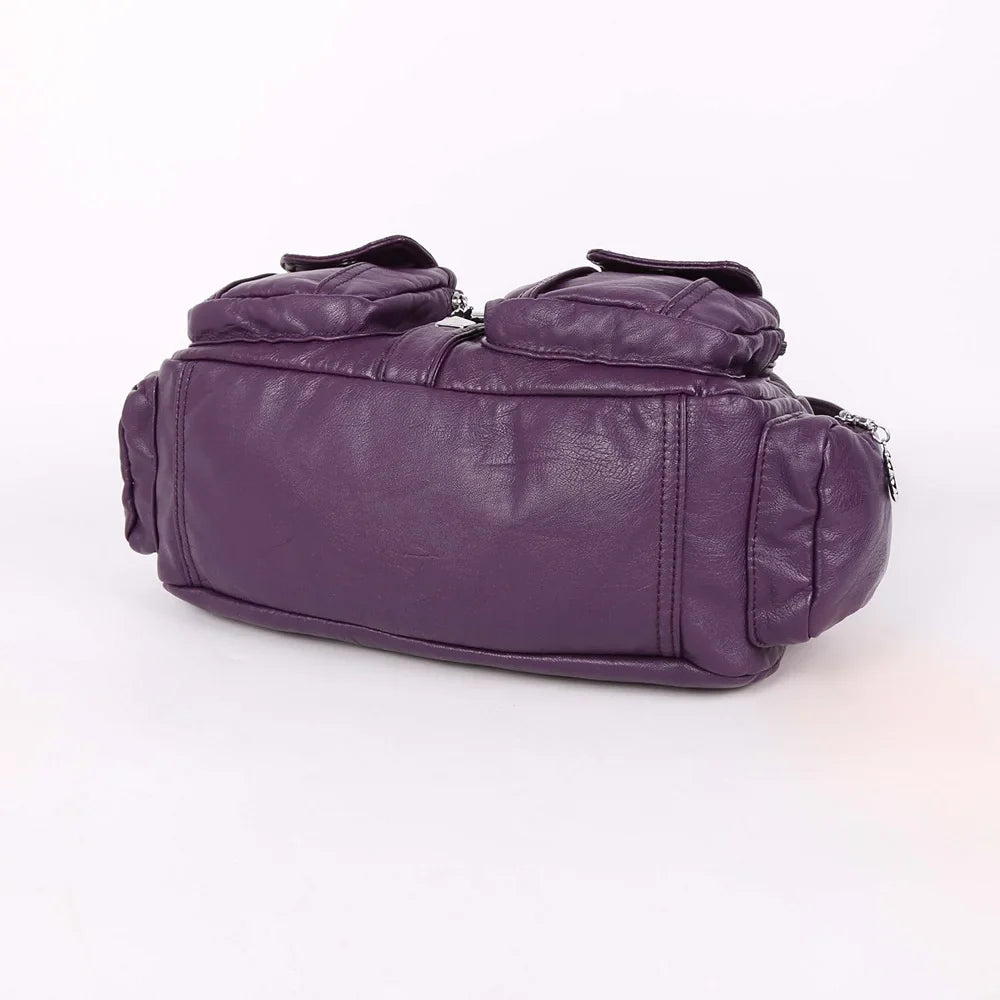 Women Small Handbags Satchel Top-handle Handbag PU Shoulder Bag 8”x11” Dumpling Pack Multi-pockets Shoulder Bag