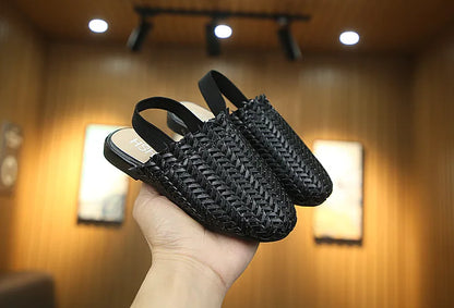 Spring Summer Girls Shoes Weaven Knitted Design Children Flat Shoes Kids Summer Sandals Princess Sweet Soft Fashion For Toddlers