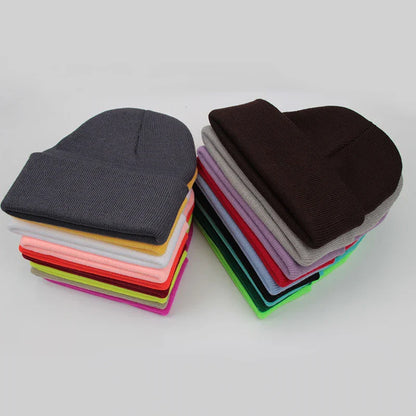 Unisex Beanie Autumn Winter Wool Blends Soft Warm Knitted Cap Men Women
