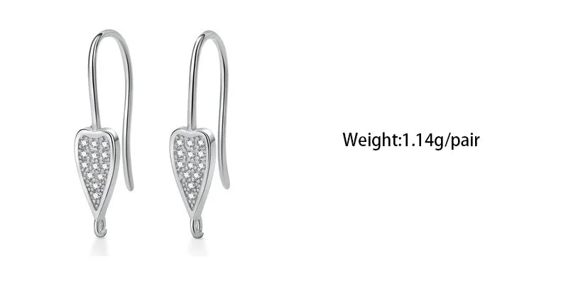 TrustDavis Real 925 Sterling Silver Fashion Dazzling CZ Opening Handmade Ear Hook Earring DIY Accessories Fine Jewelry HY365