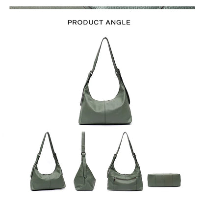 Luxury Women Cowhide Crossbody Bag Large Casual Shoulder Purse Wide Strap Handbag Female Daily 100% Genuine Leather Hobo Sack