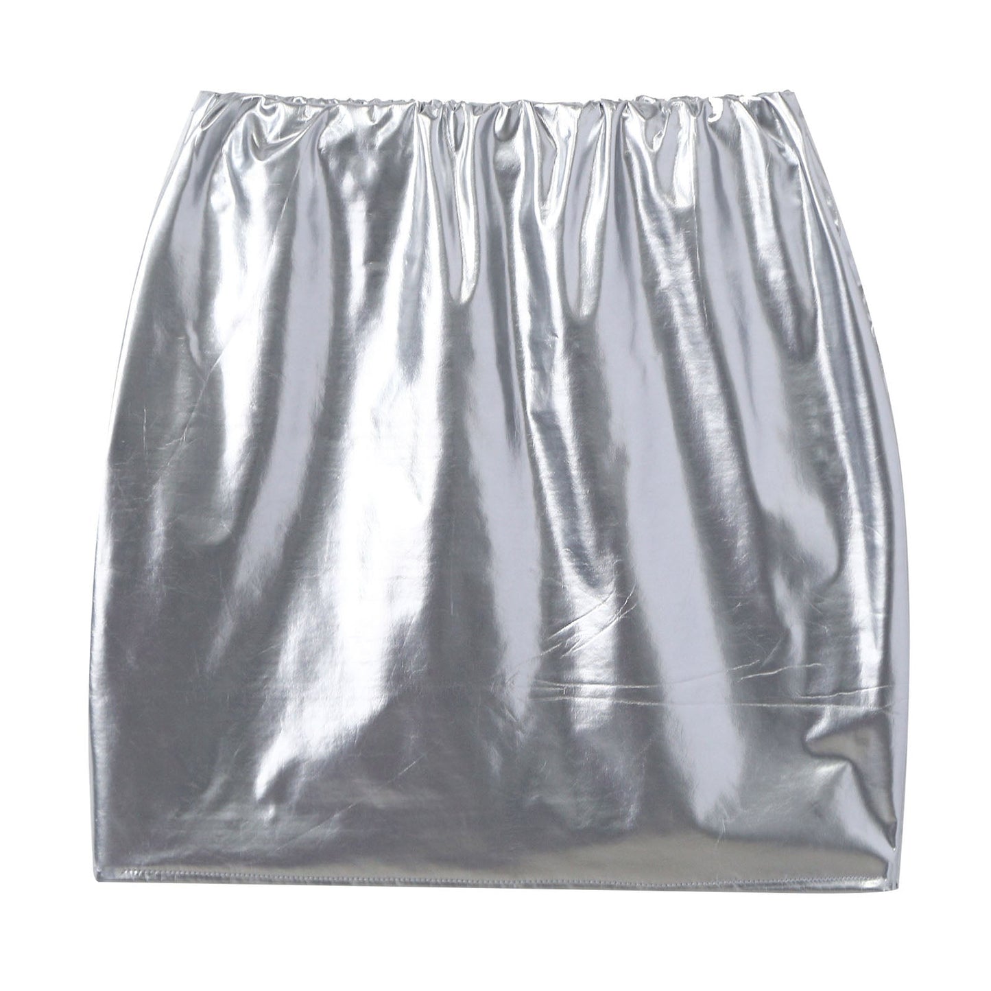 Glossy Patent Leather Miniskirt for Womens Solid Color Elastic Waistband Pencil Skirt Music Festival Costume Daily Wear Clubwear
