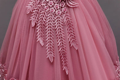 2023 Summer Girls Dress Lace Applique Flower Girl Party Dresses Children Costume 2-10 Years Kids Wedding Princess Birthday Dress