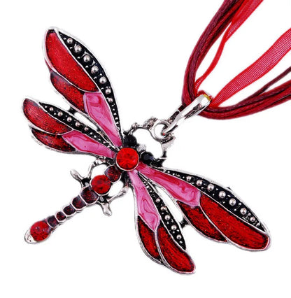 ParagraphWomen Crystal Dragonfly Ribbon Casual Pendant Necklace For Women Ewelry 2024 Gifts