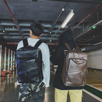 Men Backpack PU Leather Bagpack Large Laptop Backpacks Male Mochilas Casual Schoolbag For Teenagers Boys High Quality Rucksack