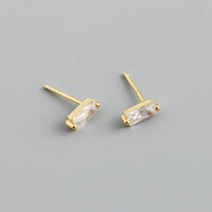 925 Sterling Silver Colorful Square Shiny Zircon Beads Piercing Stud Earrings for Women Fashion Gothic Exquisite Jewelry