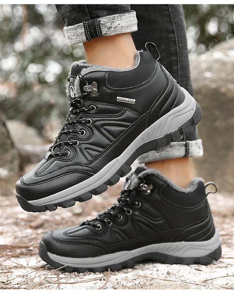 Brand Winter Men's Boots Warm Men's Snow Boots High Quality Leather Waterproof Men Sneakers Outdoor Men Hiking Boots Work Shoes