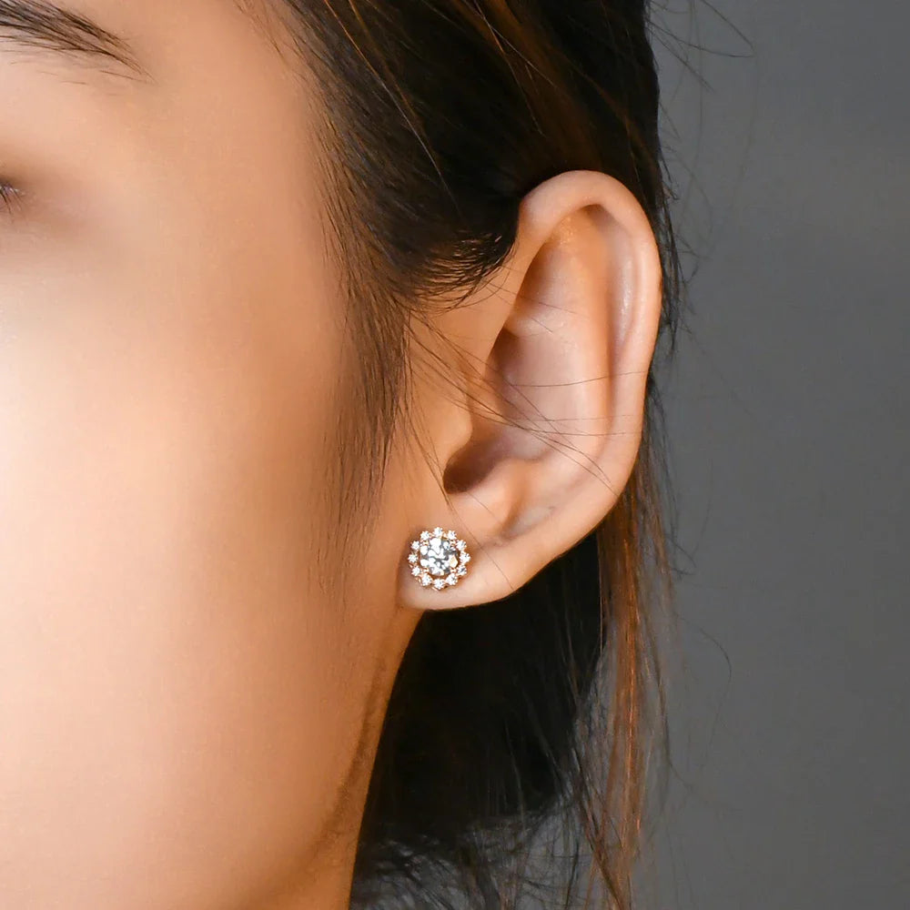 Round Cut 1.0CT Diamond Test Passed Moissanite Rhodium 925 Silver D Color Moissanite Earrings Jewelry Girlfriend Gift