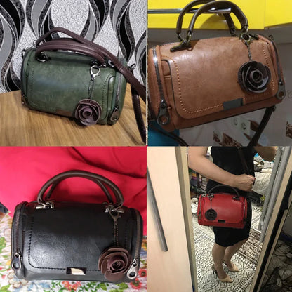 flowers Pendant Handbag Women's fashion Boston bags single shoulder bag ladies crossbody bag PU messenger bag