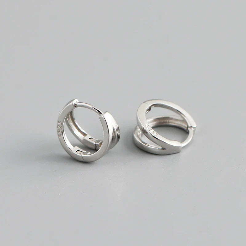 925 Sterling Silver Simple Glossy Double Ear Buckle for Women Unique Charm Party Hoop Earrings Fine Jewelry Accessories