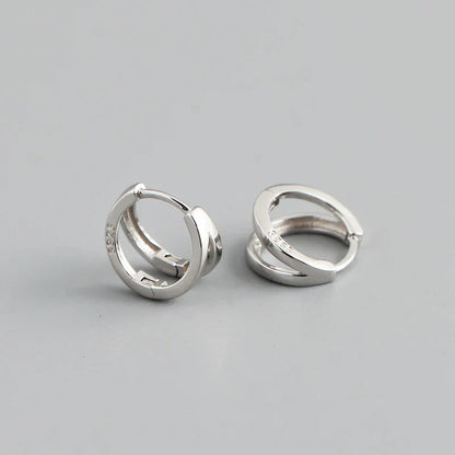 925 Sterling Silver Simple Glossy Double Ear Buckle for Women Unique Charm Party Hoop Earrings Fine Jewelry Accessories