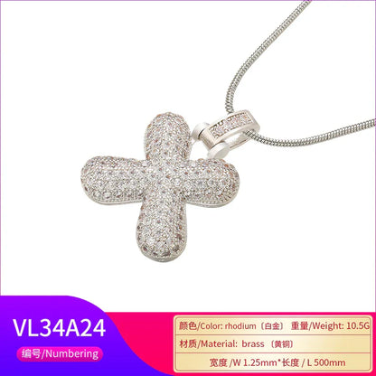 1.25x500mm Fat and lovely crystal brass silver color  letter necklace for women friends birthday gift model: VL34