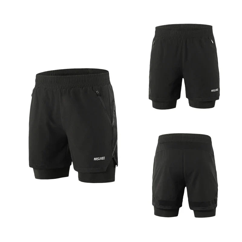 Men's 7" Running Shorts 2 in 1 Quick Dry Athletic Training Exercise Jogging
