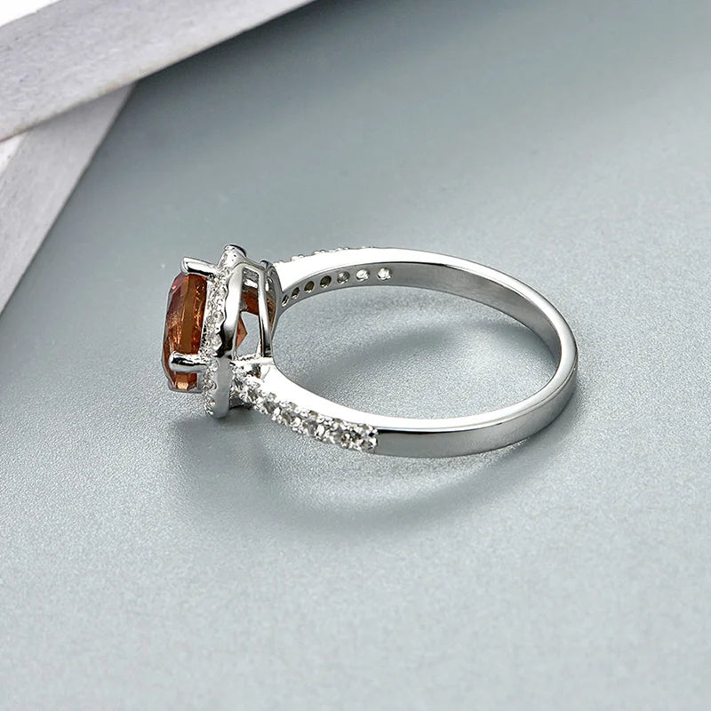 Silver Ring Women Fashion 2.3 Carats Created Diaspore S925  Wedding Band Color Change Stone
