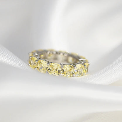 100% 925 Sterling Silver Sparkling 1 Row Full 5*5mm High Carbon Diamond Finger Rings For Women Wedding Party Fine Jewelry