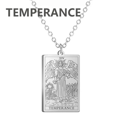 Tarot Cards Necklace Women Stainless Steel Necklace Wealth Amulet Classic Tarot Major Arcana Divination Charm Jewelry