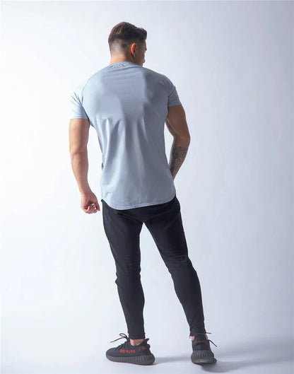 JP&UK Men T-shirt Short Sleeve Cotton Casual Gym Fitness T shirt Bodybuilding Workout Print Tees Tops Male LYFT Brand Clothing
