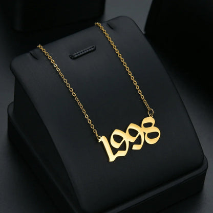 Stainless Steel Birth Year Necklaces For Women Men Gold Silver Color Neck Chain Choker Male Female Pendant Necklace Jewelry