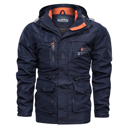Men’s hooded outdoor windbreaker jacket, windproof casual coat, spring autumn camping, M–XXL