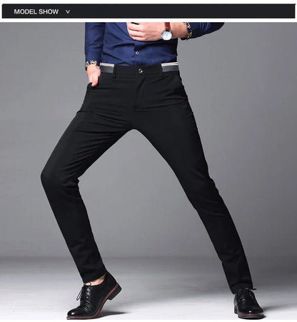 Men's Spring Autumn New Fashion Business Casual Long Pants Suit Pants Male Elastic Straight Formal Trousers Plus Big Size 28-40