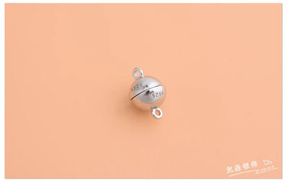 S925 sterling silver ball magnet clasp DIY bracelet double ring magnetic clasp
