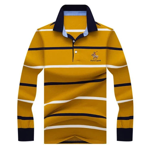 Autumn winter new polo shirt High quality brand cotton men's polo shirt Long sleeve casual striped shirt polo men clothing