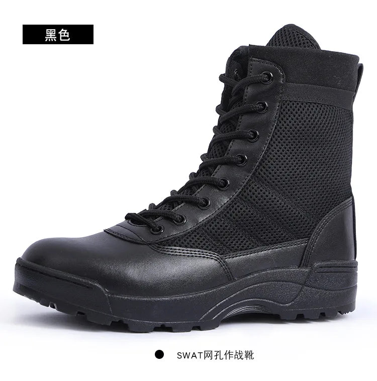 Men Breathable Mesh Tactical Boots Men Boots Outdoor Lightweight Hiking Shoes New Desert Combat Boots Work Men Shoes