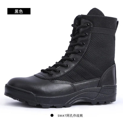 Men Breathable Mesh Tactical Boots Men Boots Outdoor Lightweight Hiking Shoes New Desert Combat Boots Work Men Shoes