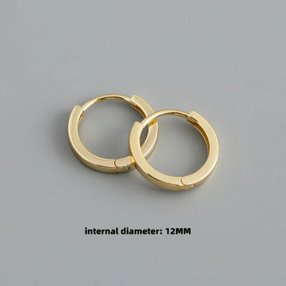 925 Sterling Silver Minimalist Punk Rock Circle Hoop Earrings for Women Men Goth Piercing Ear Buckle Charm Fine Jewelry