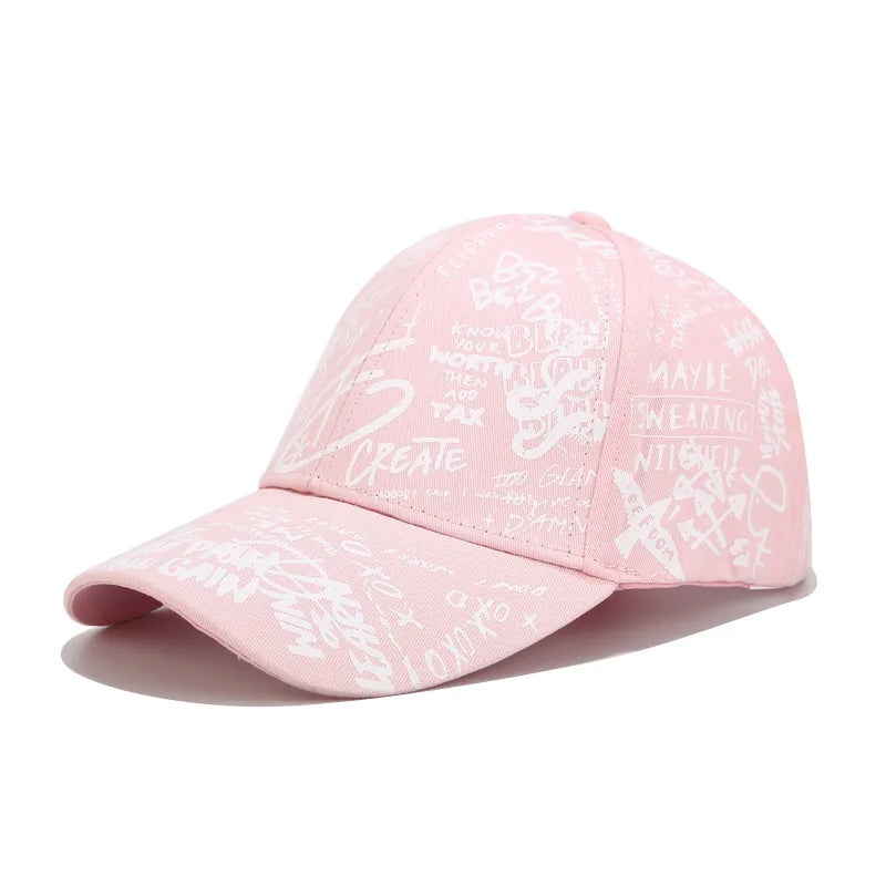 Korean version of the graffiti personality baseball hat tide men and women casual wild black shade curved eaves cap sun hat