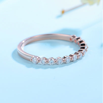 Moissanite Ring 585 14K 10K 18K Rose Gold Half Eternity Bubble Rings for Women Jewelry Wedding Diamond Engagement Band