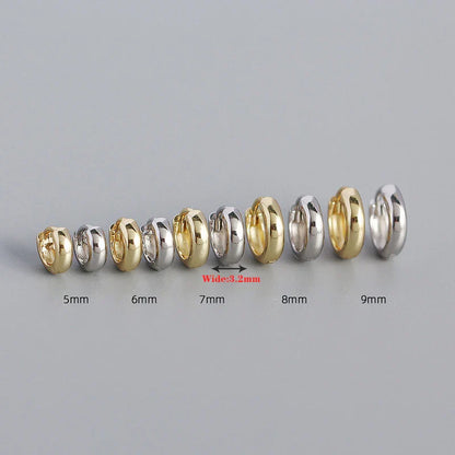 925 Sterling Silver Minimalism Punk Rock Wide Hoop Earrings for Women Men Fashion Gothic Bohe Huggie Ear Buckle Jewelry