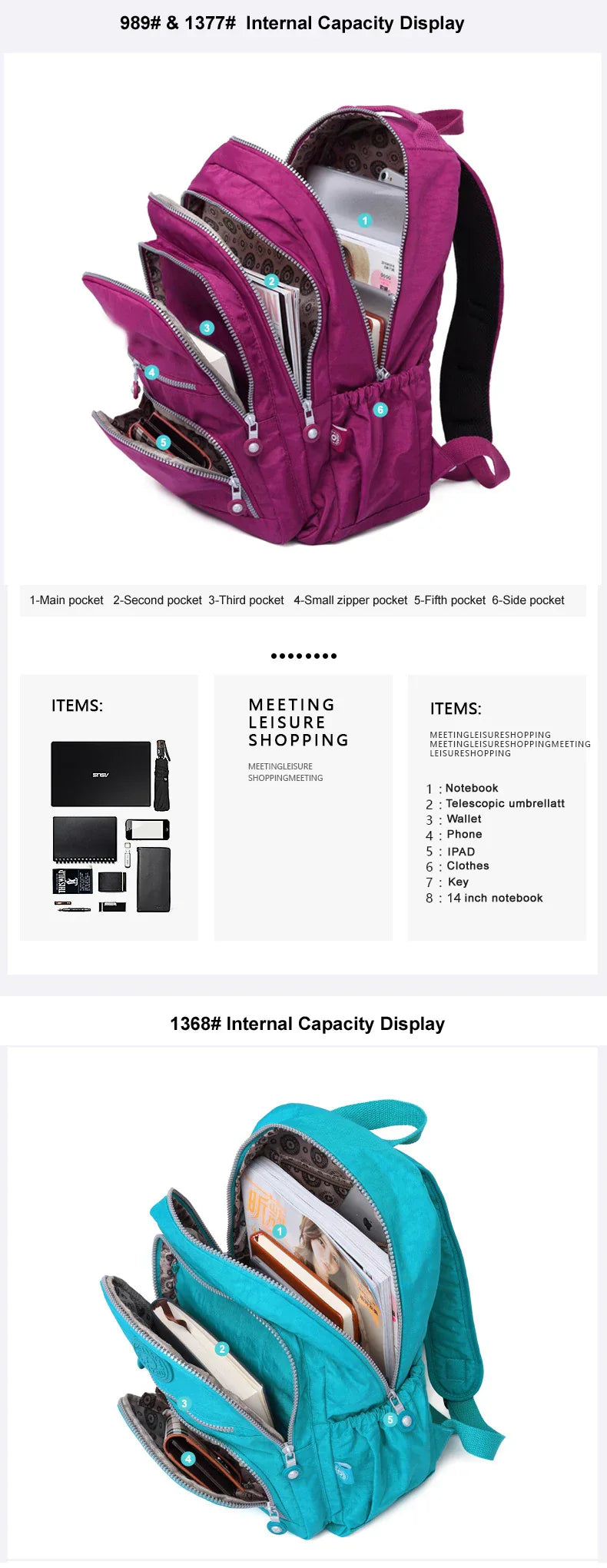 Aesthetic School Backpacks for Teenagers Girl 2024 Nylon Waterproof Travel BackPack Purse Women Laptop Bagpack Mochila