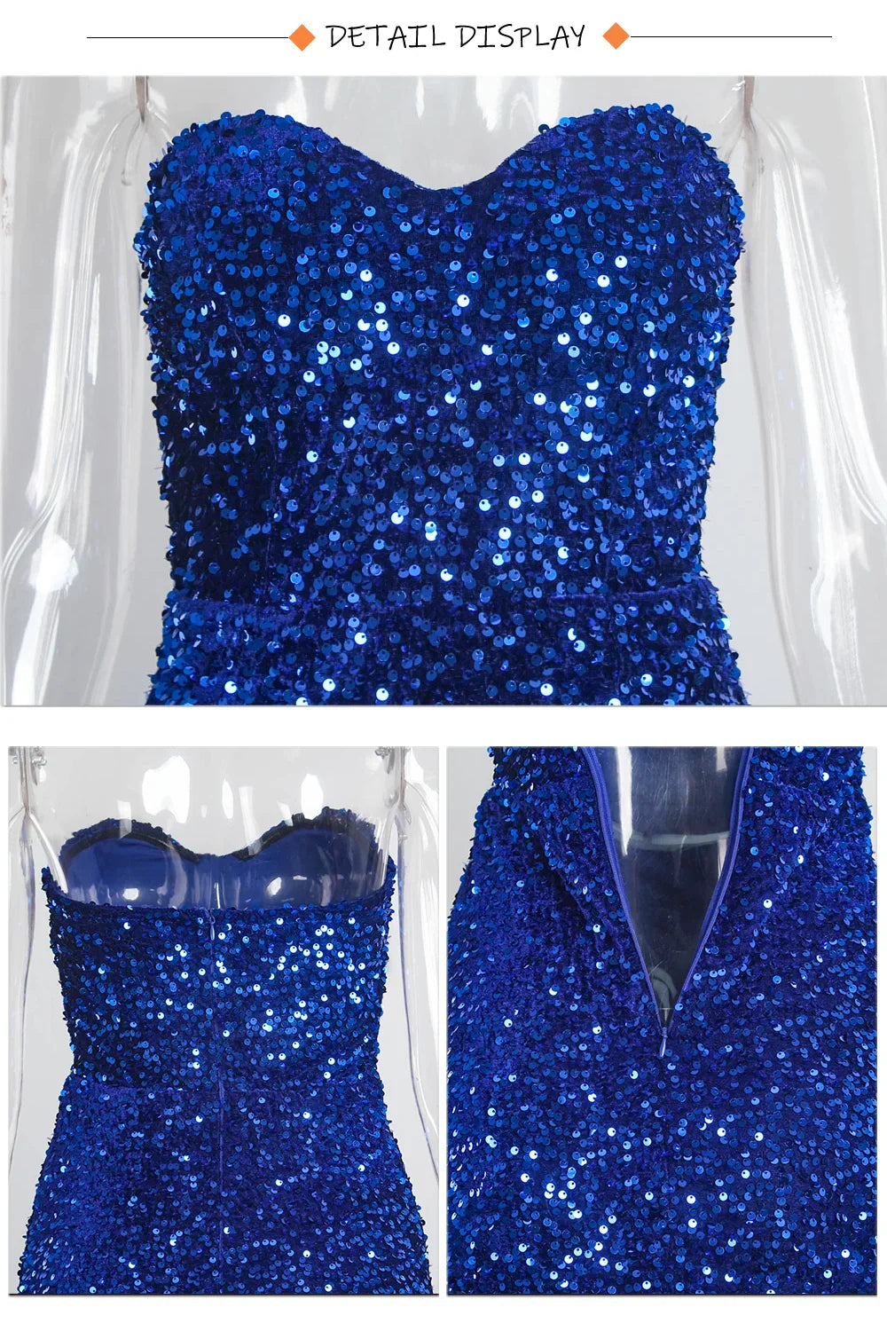 Luxury Sequin Strapless Evening Party Dresses Stretch Velvet Sexy Slit Leg Padded Long Cocktail Prom Dress Wedding Gown