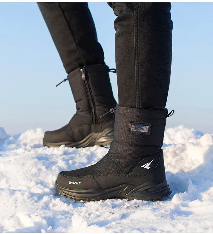 Winter High Boots for Man Outdoor Travel Snow Boots Zipper Non-slip Cotton Shoes Men Plus Velvet Keep Warm Men Casual Shoes 46
