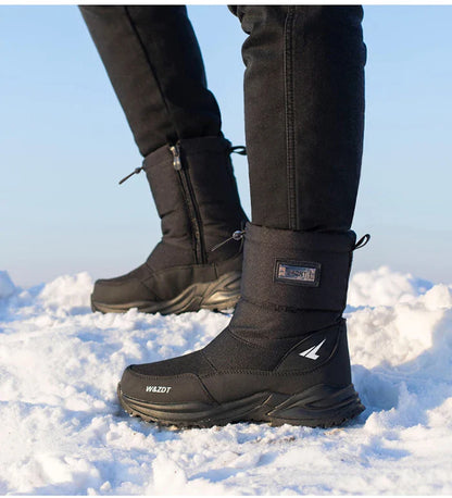 Winter High Boots for Man Outdoor Travel Snow Boots Zipper Non-slip Cotton Shoes Men Plus Velvet Keep Warm Men Casual Shoes 46