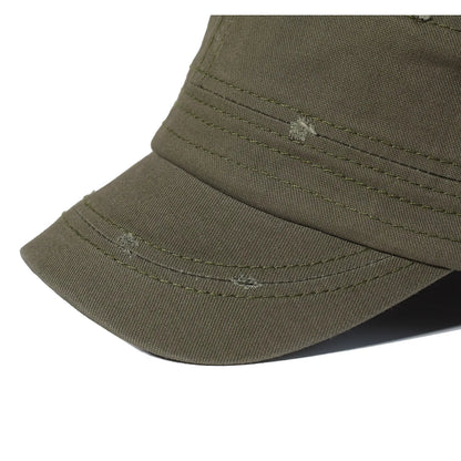 Four Seasons Washed Cotton Flat Caps Men Women Military cap Unique Design Vintage Flat Top Hat