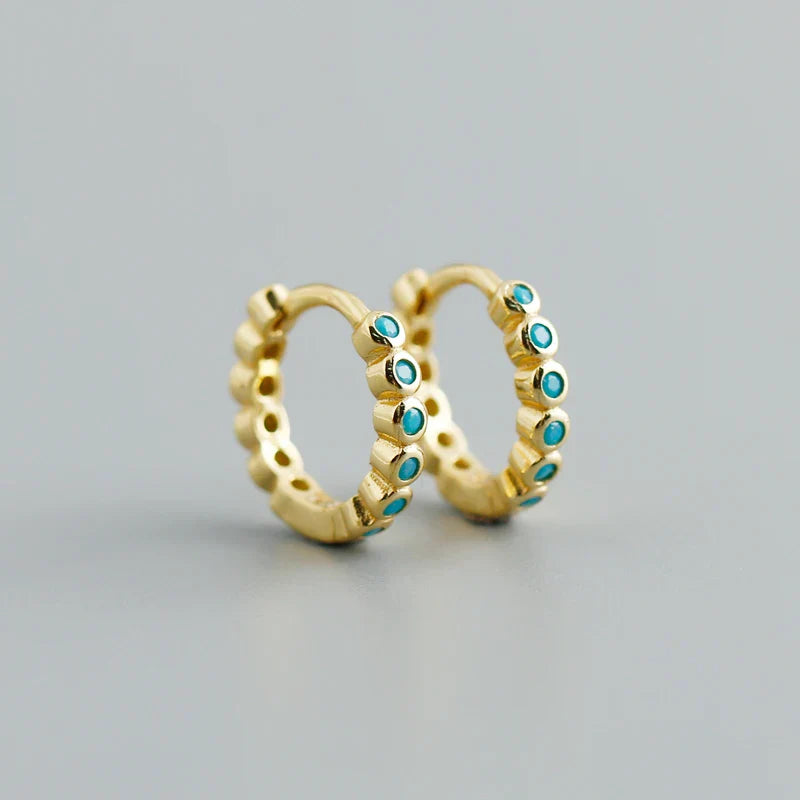 New Arrival Fashion Korean Blue Zircon Spike Geometric Stud Earrings for Women Real 925 Sterling Silver Gothic Jewelry