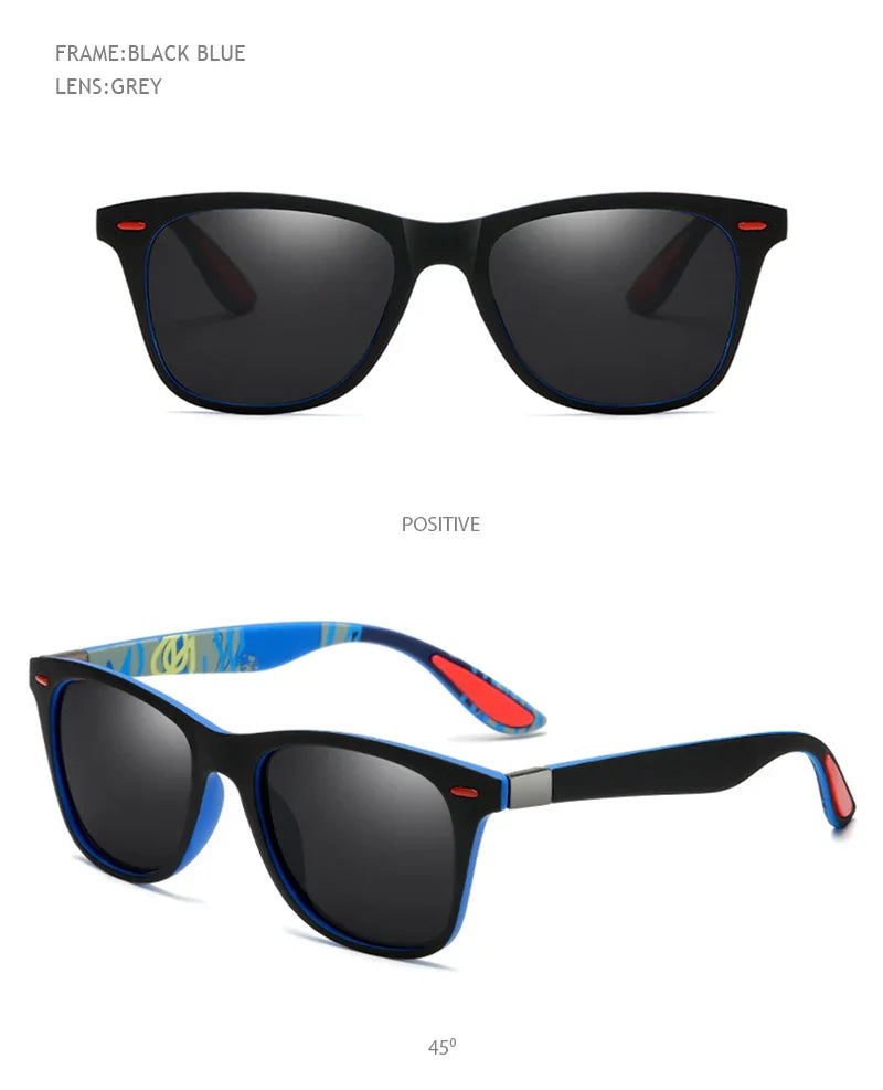 Polarized Sunglasses Men Women Classic Square Plastic Driving Sun Glasses Male Fashion Black Travelling Shades UV400