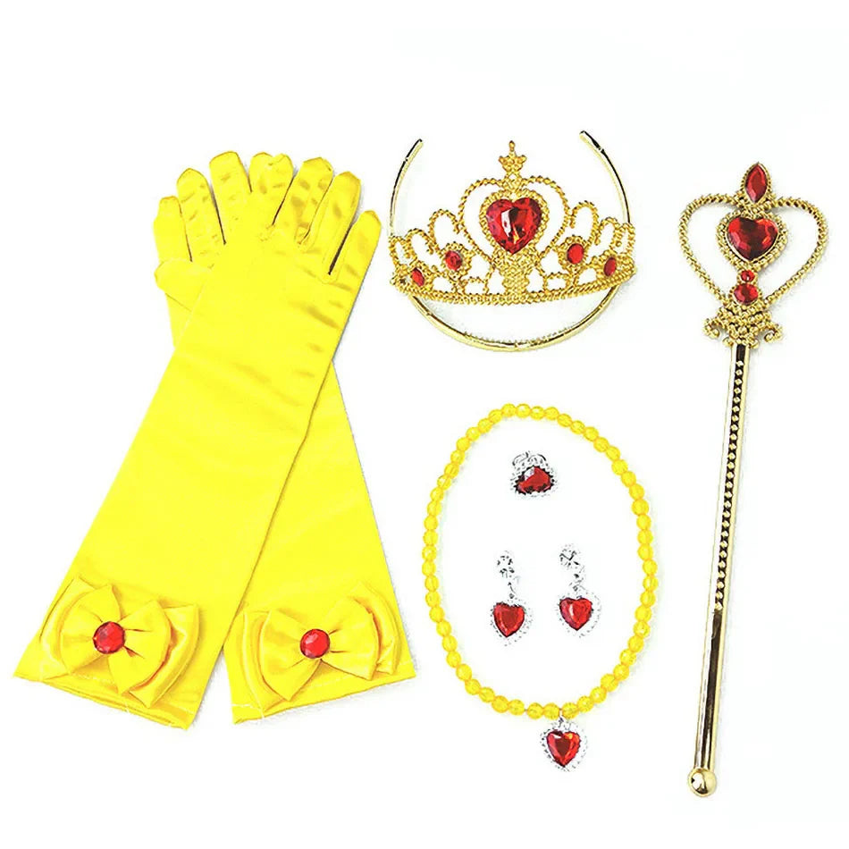 Kids Princess Dresses Girls Belle Party Costume Children Christmas Birthday Flower Clothes Beauty and the Beast Fancy Disguise