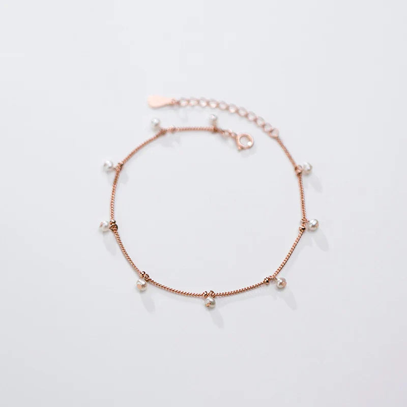 Elegant Natural Pearl Bracelet Authentic 925 Sterling Silver Link Chain Charm Pendant Bracelet for Women Fine Jewery