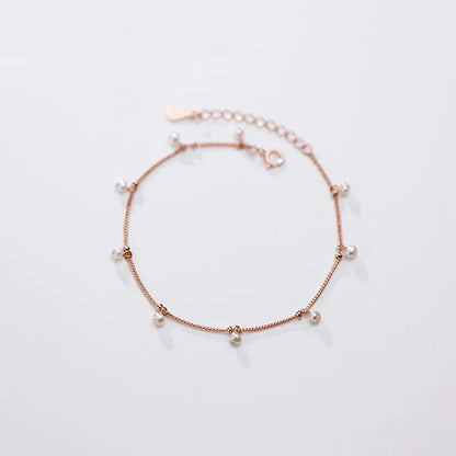 Elegant Natural Pearl Bracelet Authentic 925 Sterling Silver Link Chain Charm Pendant Bracelet for Women Fine Jewery